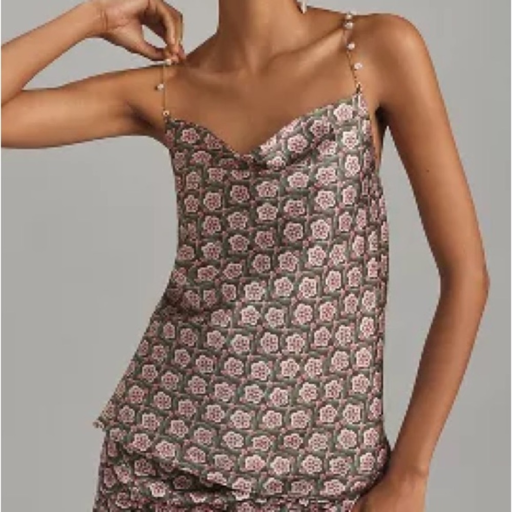 NWT Anthropologie Bishop + Young Pearl-Strap Cowl Neck Tank XL